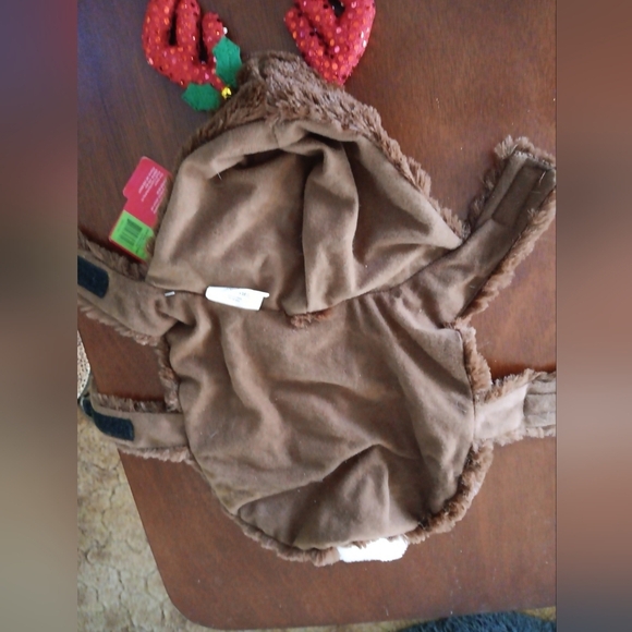 Reindeer Dog Outfit Small Bells Plush Hood Christmas Pet Holiday Collection - Picture 6 of 6